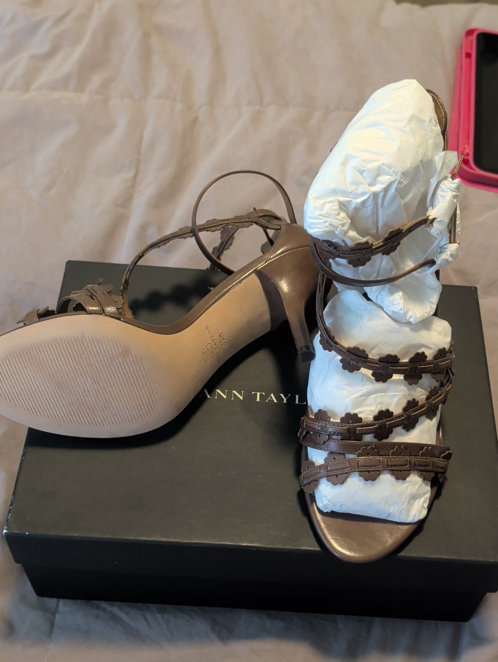 Ann Taylor Brown Strappy Stiletto Heels